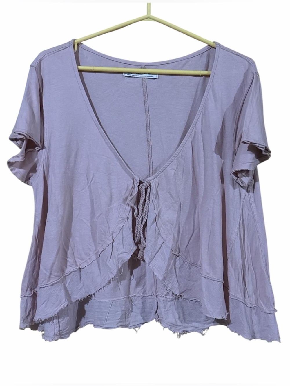 We The Free Free People Light Pink Tie-Front Women's Top size S oversized